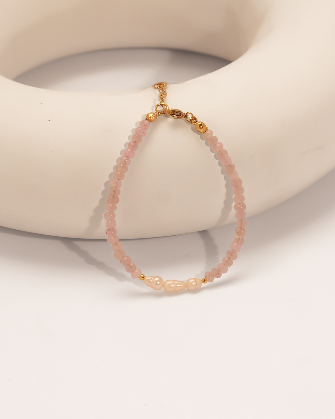 The Rose Petal Agate & Pearl Bracelet